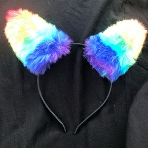 Rainbow cat ears.